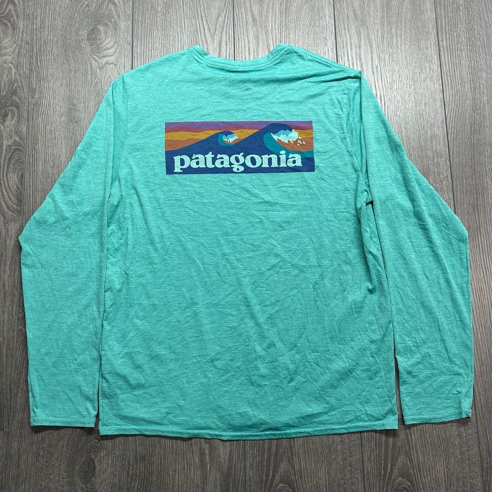 Patagonia Capilene Cool Daily Long Sleeve Graphic Shirt Mens Medium Teal Green